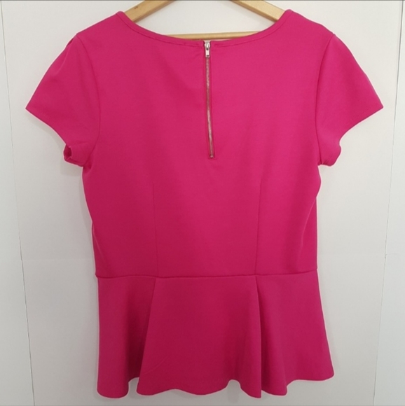 New Ricki's Hot Pink Short Sleeve Peplum Top - Picture 7 of 7